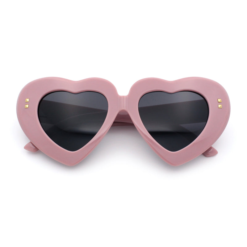 Womens Oversize Thick Heart Shape Funky Retro Sunglasses