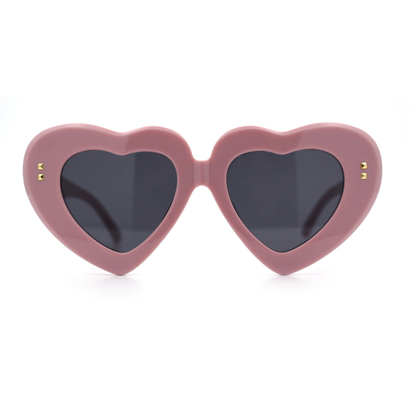 Womens Oversize Thick Heart Shape Funky Retro Sunglasses