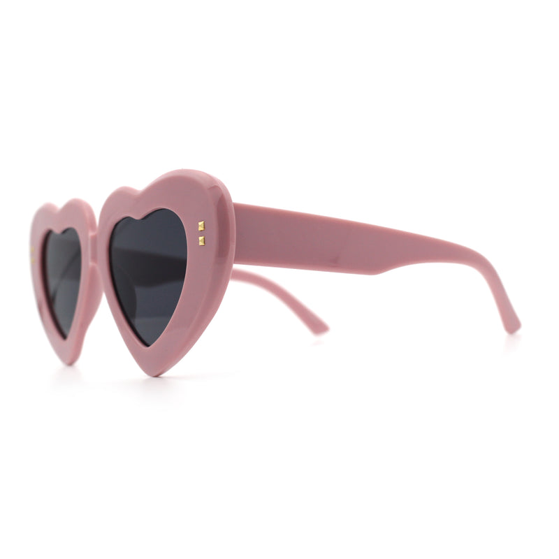 Womens Oversize Thick Heart Shape Funky Retro Sunglasses