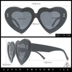 Womens Oversize Thick Heart Shape Funky Retro Sunglasses