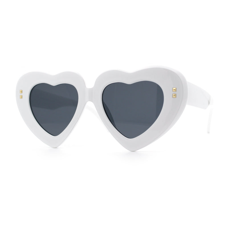 Womens Oversize Thick Heart Shape Funky Retro Sunglasses