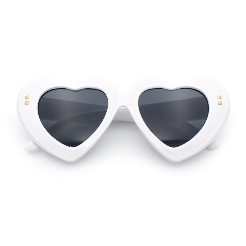 Womens Oversize Thick Heart Shape Funky Retro Sunglasses