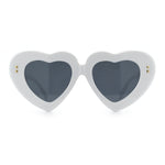 Womens Oversize Thick Heart Shape Funky Retro Sunglasses