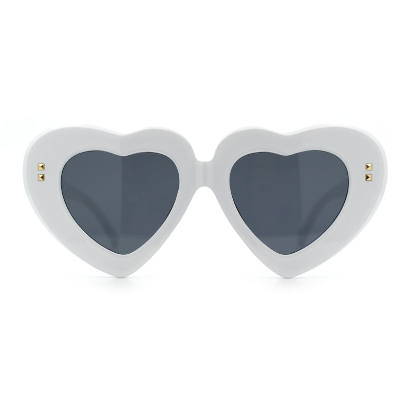 Womens Oversize Thick Heart Shape Funky Retro Sunglasses