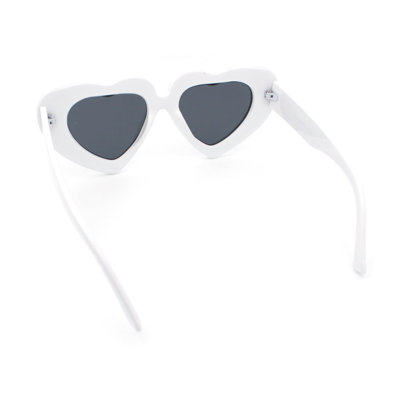 Womens Oversize Thick Heart Shape Funky Retro Sunglasses