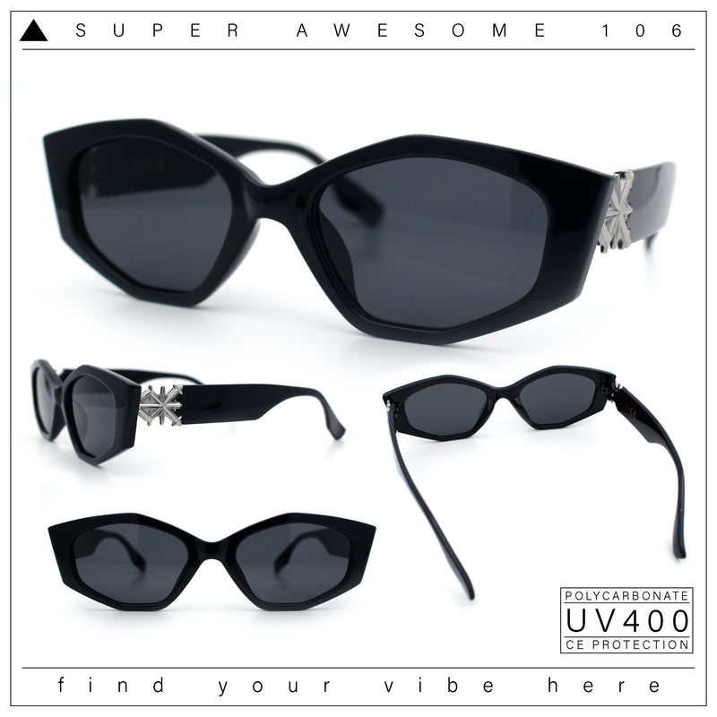 Womens Celtic Cross Motif Hinge Mod Geometric Cat Eye Sunglasses
