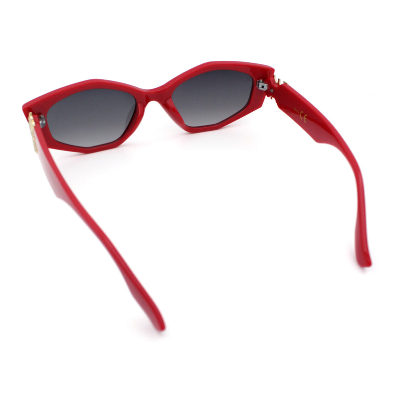 Womens Celtic Cross Motif Hinge Mod Geometric Cat Eye Sunglasses