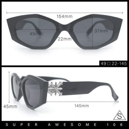 Womens Celtic Cross Motif Hinge Mod Geometric Cat Eye Sunglasses