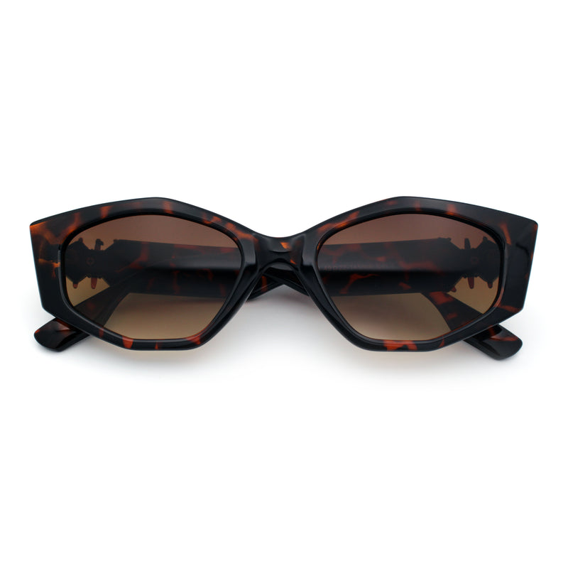 Womens Celtic Cross Motif Hinge Mod Geometric Cat Eye Sunglasses