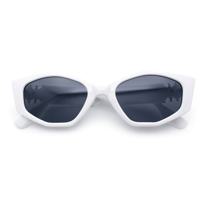 Womens Celtic Cross Motif Hinge Mod Geometric Cat Eye Sunglasses