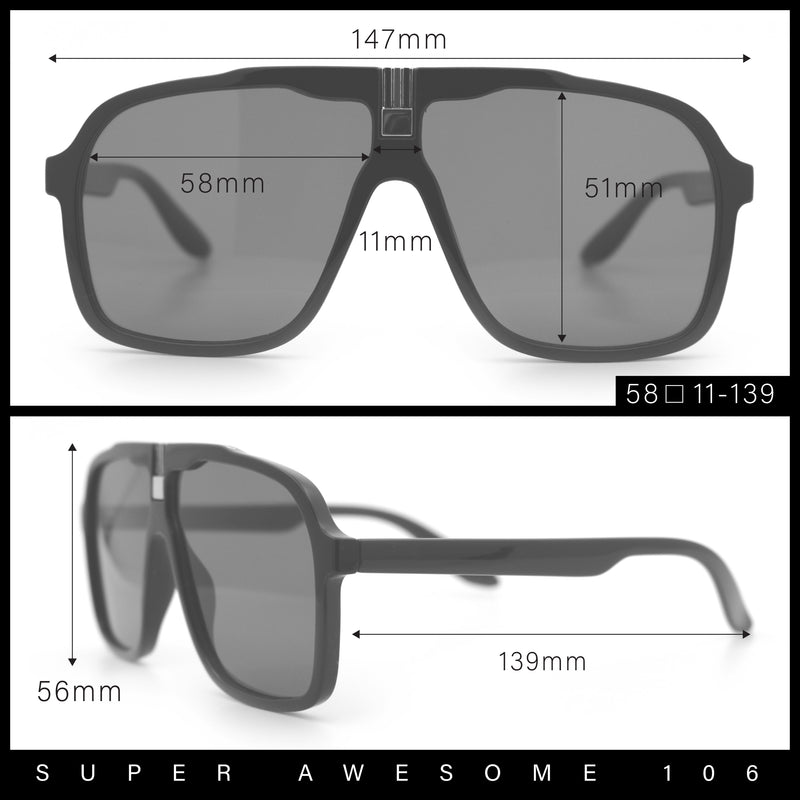 Mens Racer Mobster Fashion Oversize Sunglasses