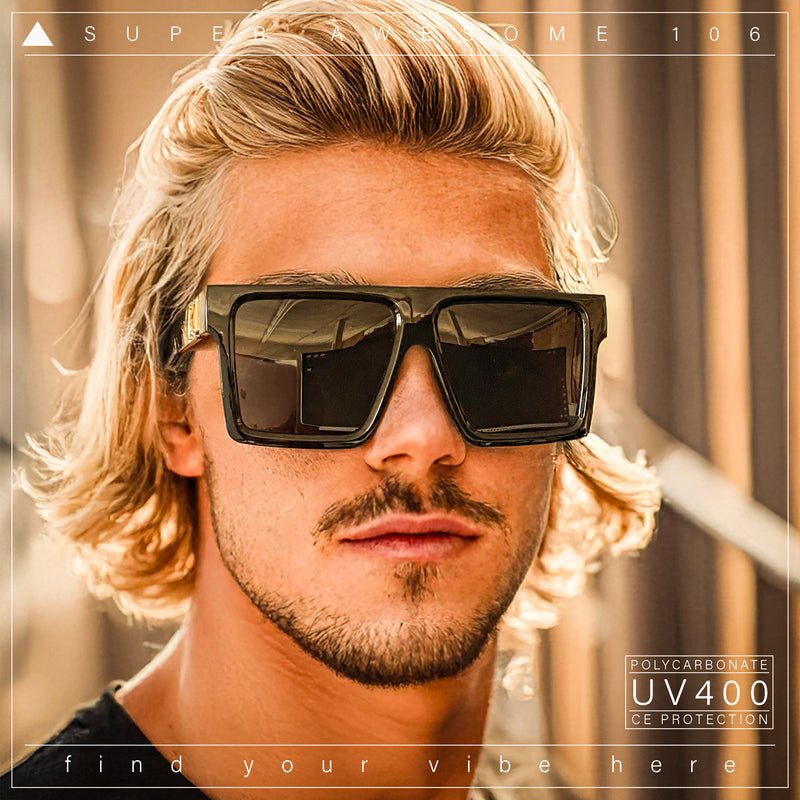 Squared Mobster Mafia Oversize Rectangular Sunglasses