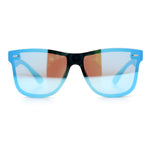 Kush Premium Mens Shield Horn Rim Mirror Lens Sunglasses