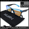 Kush Premium Mens Shield Horn Rim Mirror Lens Sunglasses