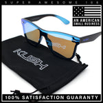 Kush Premium Mens Shield Horn Rim Mirror Lens Sunglasses