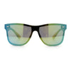 Kush Premium Mens Shield Horn Rim Mirror Lens Sunglasses