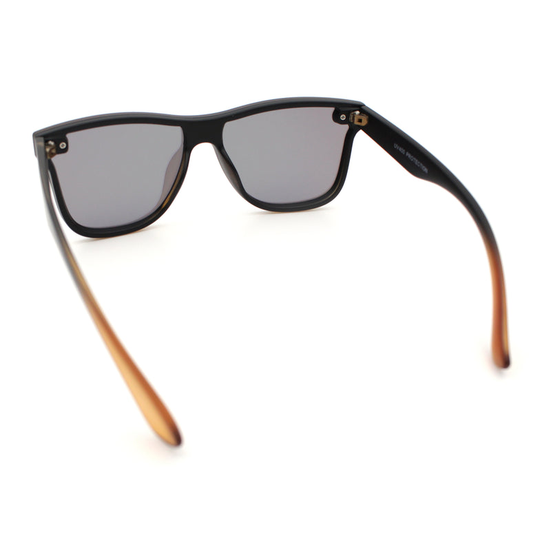 Kush Premium Mens Shield Horn Rim Mirror Lens Sunglasses