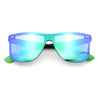 Kush Premium Mens Shield Horn Rim Mirror Lens Sunglasses