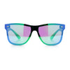 Kush Premium Mens Shield Horn Rim Mirror Lens Sunglasses