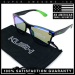 Kush Premium Mens Shield Horn Rim Mirror Lens Sunglasses