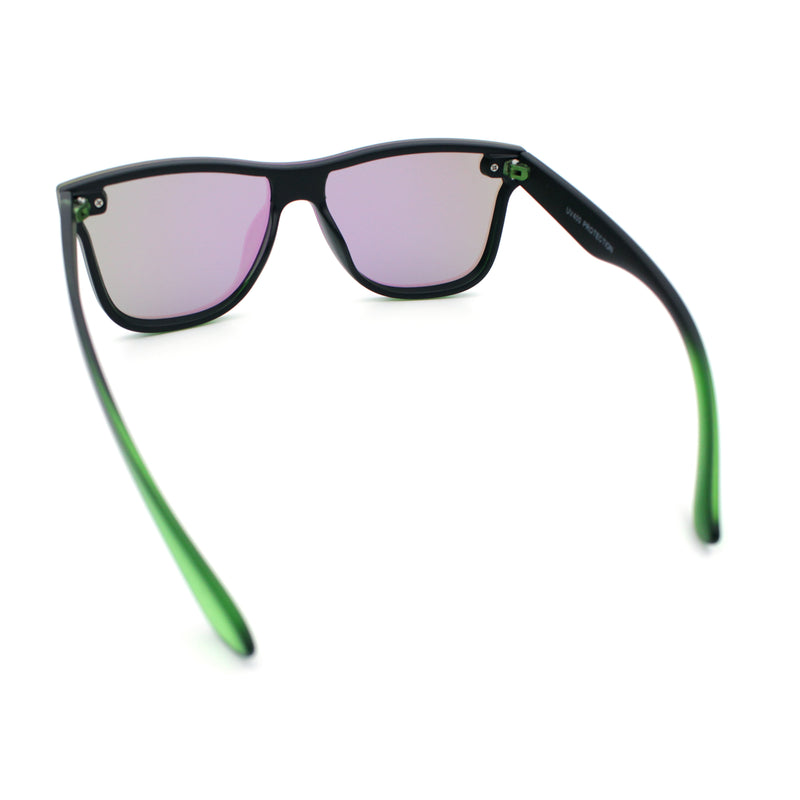 Kush Premium Mens Shield Horn Rim Mirror Lens Sunglasses