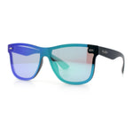 Kush Premium Mens Shield Horn Rim Mirror Lens Sunglasses