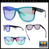 Kush Premium Mens Shield Horn Rim Mirror Lens Sunglasses