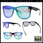 Kush Premium Mens Shield Horn Rim Mirror Lens Sunglasses