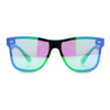 Kush Premium Mens Shield Horn Rim Mirror Lens Sunglasses