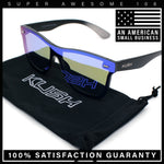 Kush Premium Mens Shield Horn Rim Mirror Lens Sunglasses