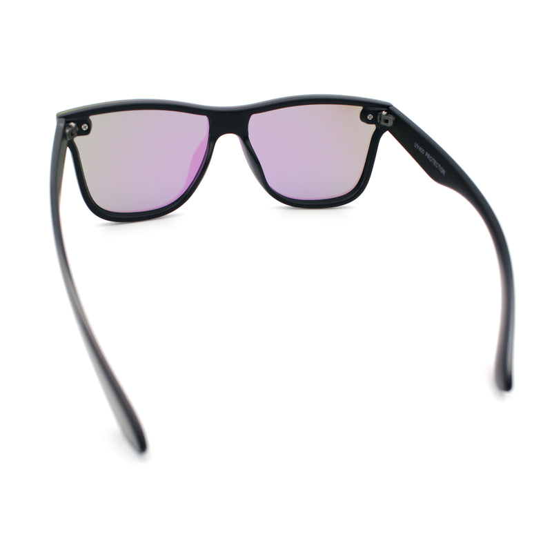 Kush Premium Mens Shield Horn Rim Mirror Lens Sunglasses