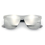 Kush Premium Mens Shield Horn Rim Mirror Lens Sunglasses