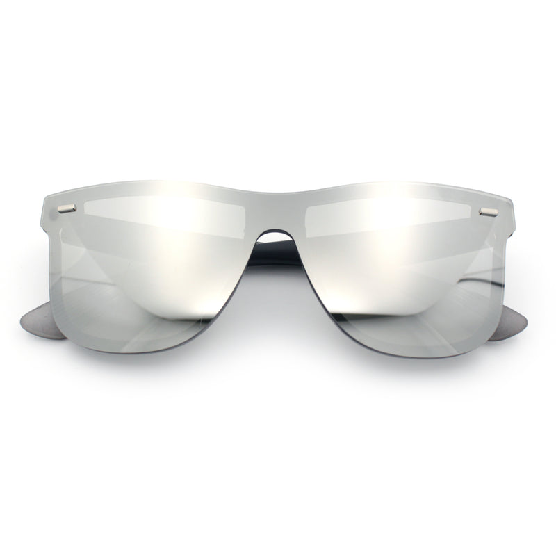 Kush Premium Mens Shield Horn Rim Mirror Lens Sunglasses