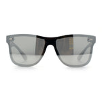 Kush Premium Mens Shield Horn Rim Mirror Lens Sunglasses