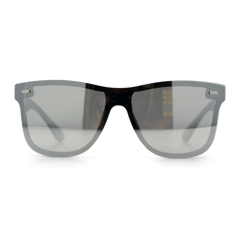 Kush Premium Mens Shield Horn Rim Mirror Lens Sunglasses