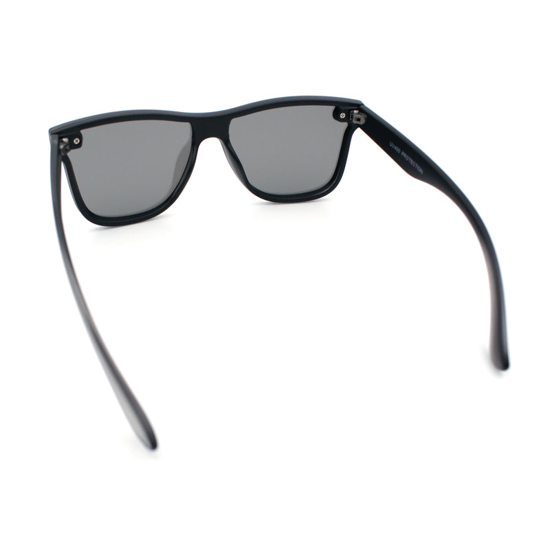 Kush Premium Mens Shield Horn Rim Mirror Lens Sunglasses