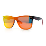 Kush Premium Mens Shield Horn Rim Mirror Lens Sunglasses