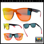 Kush Premium Mens Shield Horn Rim Mirror Lens Sunglasses