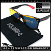 Kush Premium Mens Shield Horn Rim Mirror Lens Sunglasses