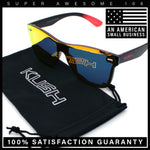 Kush Premium Mens Shield Horn Rim Mirror Lens Sunglasses