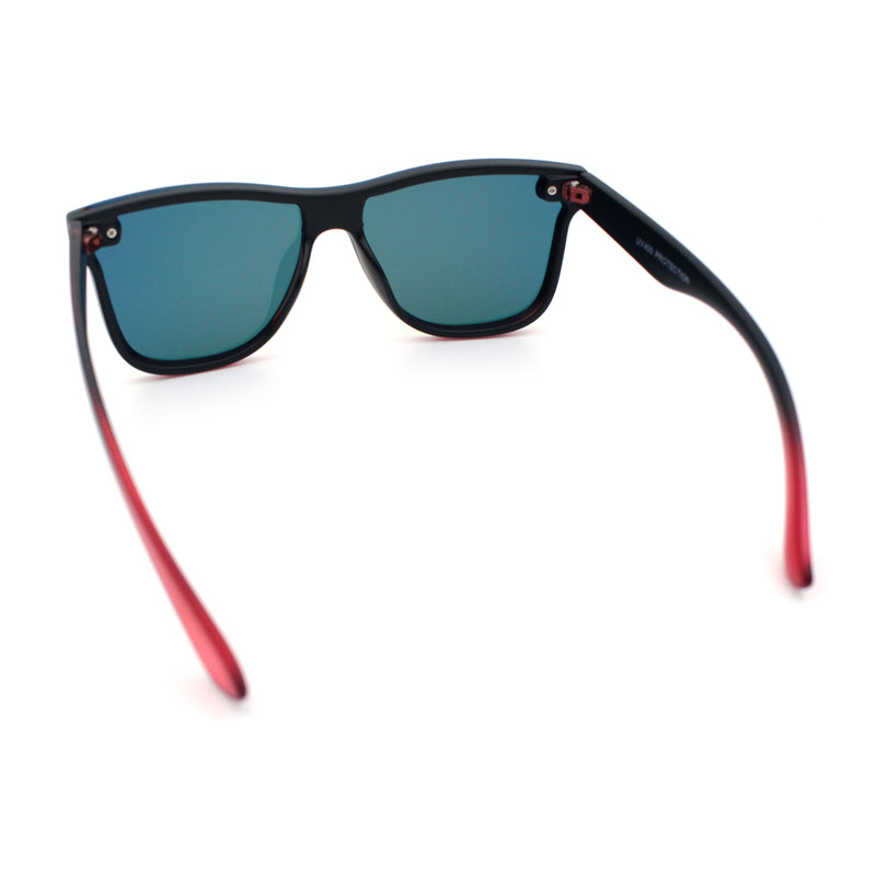 Kush Premium Mens Shield Horn Rim Mirror Lens Sunglasses