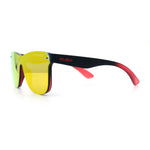 Kush Premium Mens Shield Horn Rim Mirror Lens Sunglasses