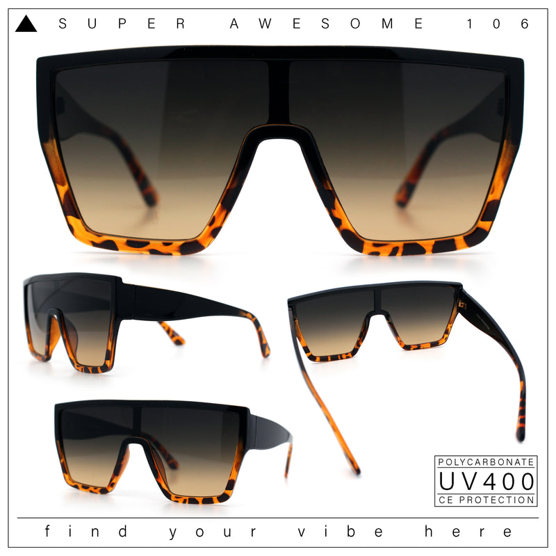 SA106 80s Flat Top Shield Robotic Plastic Sunglasses