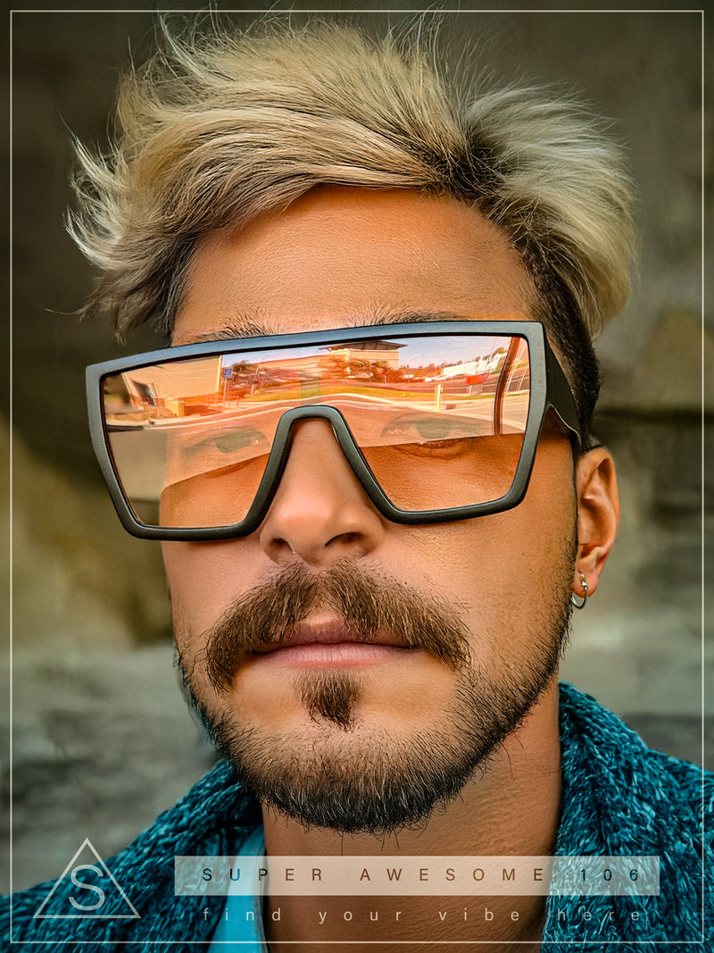 SA106 80s Flat Top Shield Robotic Plastic Sunglasses