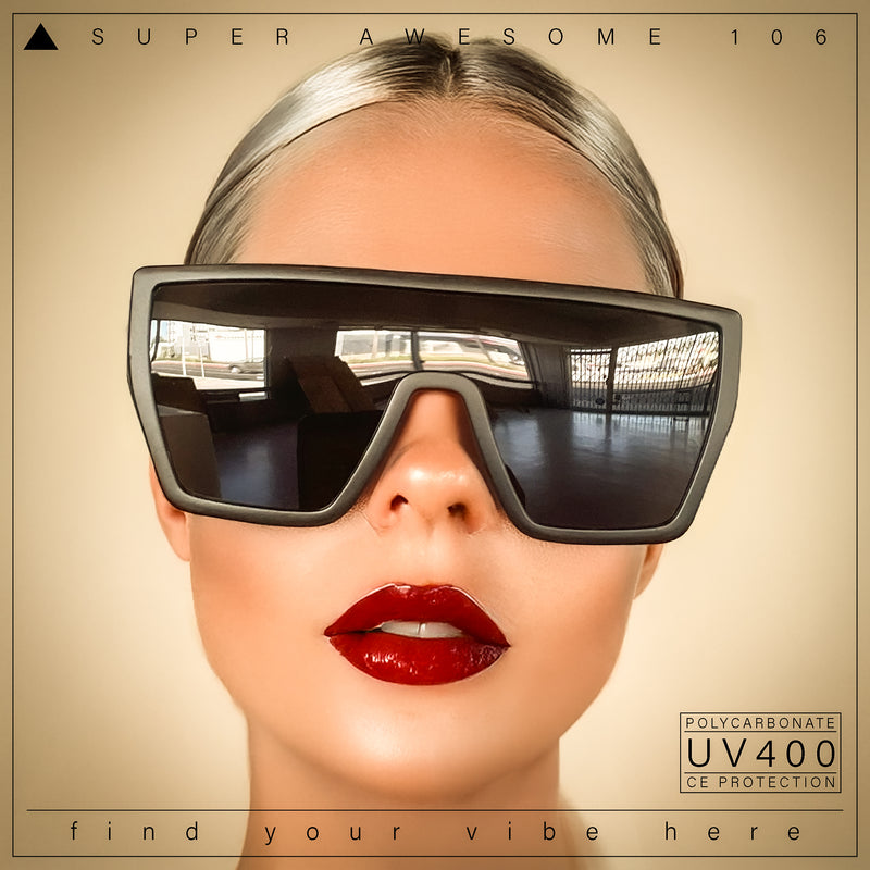 SA106 80s Flat Top Shield Robotic Plastic Sunglasses