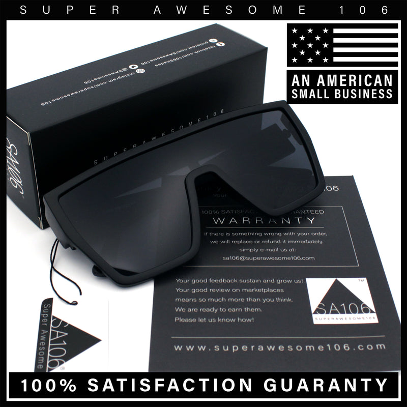 SA106 80s Flat Top Shield Robotic Plastic Sunglasses