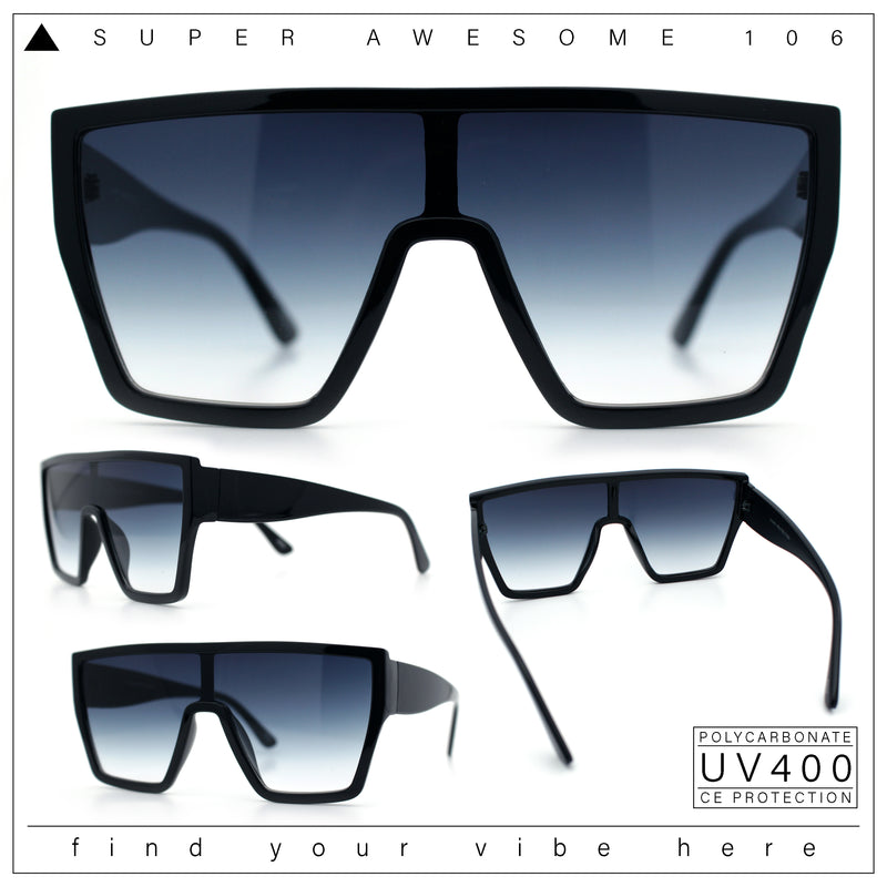 SA106 80s Flat Top Shield Robotic Plastic Sunglasses