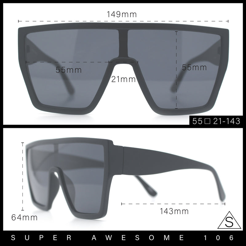SA106 80s Flat Top Shield Robotic Plastic Sunglasses