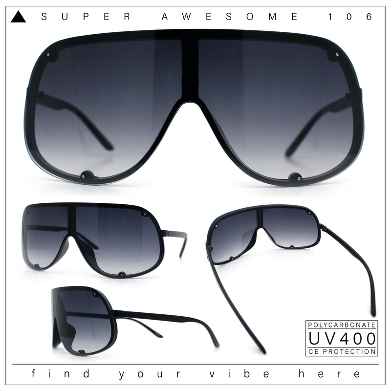 Extra Oversized Curved Shield Robotic 80s Sport Sunglasses