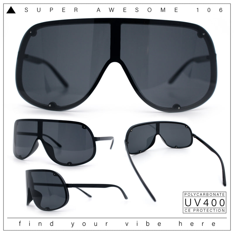 Extra Oversized Curved Shield Robotic 80s Sport Sunglasses